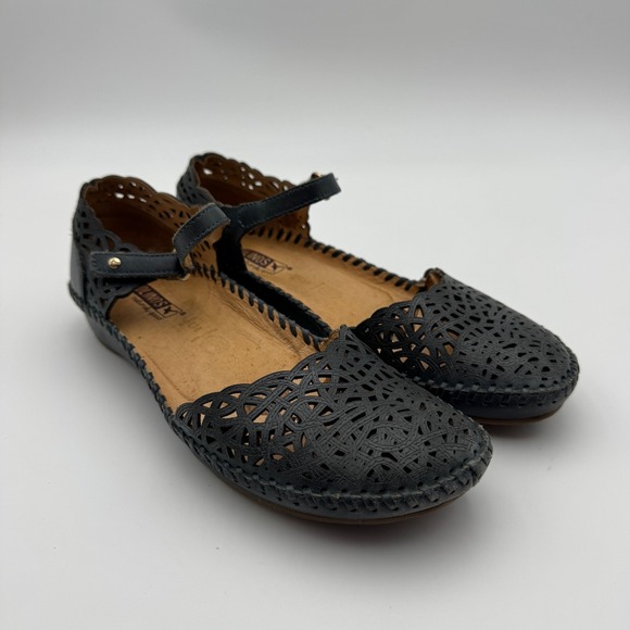 PIKOLINOS Shoes - Pikolinos Puerto Vallarta 655-0906 Black Leather Mary Jane Sandals Women 8.5-9